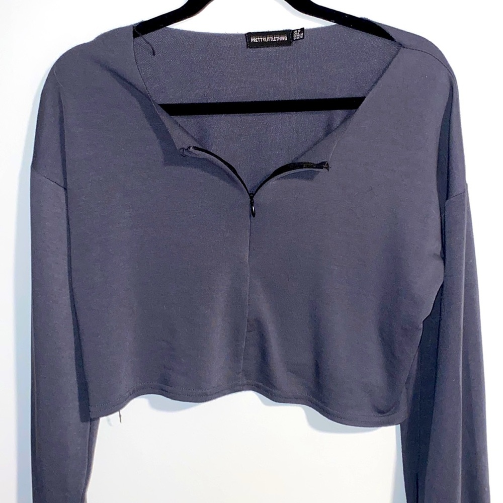 PLT Dark Gray Cropped Long Sleeve